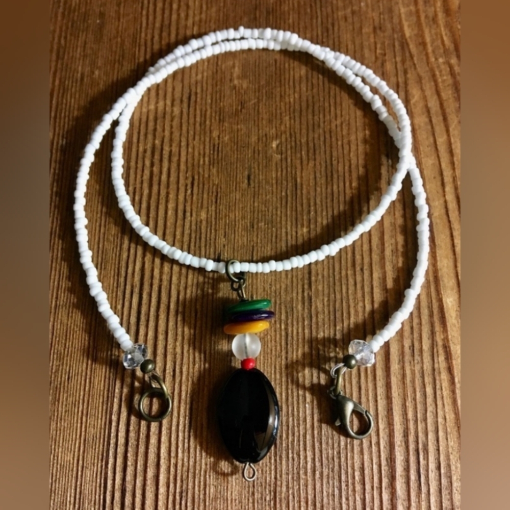 Black and White Beaded Ladies Necklace,  Handmade Ladies Necklace